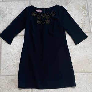 Phoebe Couture Black Dress with Gold Spiral Trim